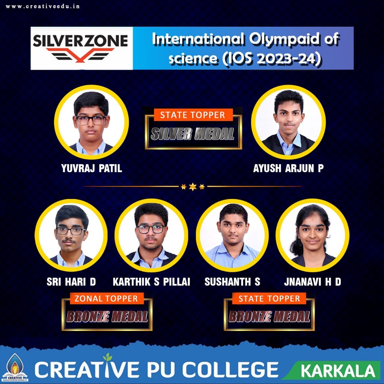 Creative PU College Karkala Students Shine as Silver Zone State Toppers